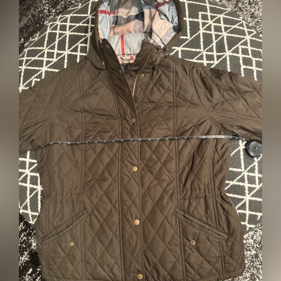 Barbour Millfire Diamond- Quilted Jacket. Brown/olive color.  Size 14. - Picture 10 of 12